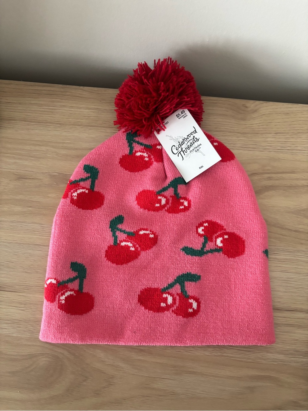 Cedarwood Threads Kids Cherry Beanie Hat NWT